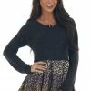 143 Story Charcoal Colorblock Drop Waist Long Sleeve Top