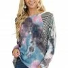 Haptics Charcoal Multicolor Tie Dye Top With Multiprint Contrast