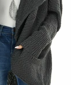Lime Lush Charcoal Open Front Cardigan With Long Dolman Sleeves