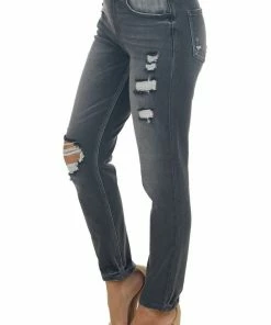KanCan Charcoal Wash Distressed High Rise Jeans