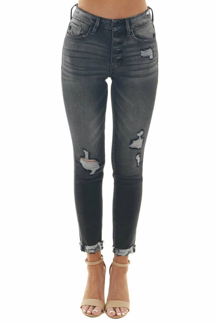 KanCan Charcoal Washed High Rise Distressed Jeans 3 KanCan Charcoal Washed High Rise Distressed Jeans