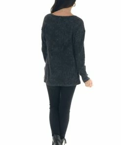 BiBi Tops Charcoal Washed Thermal Knit Chest Pocket Top 19 BiBi Tops Charcoal Washed Thermal Knit Chest Pocket Top