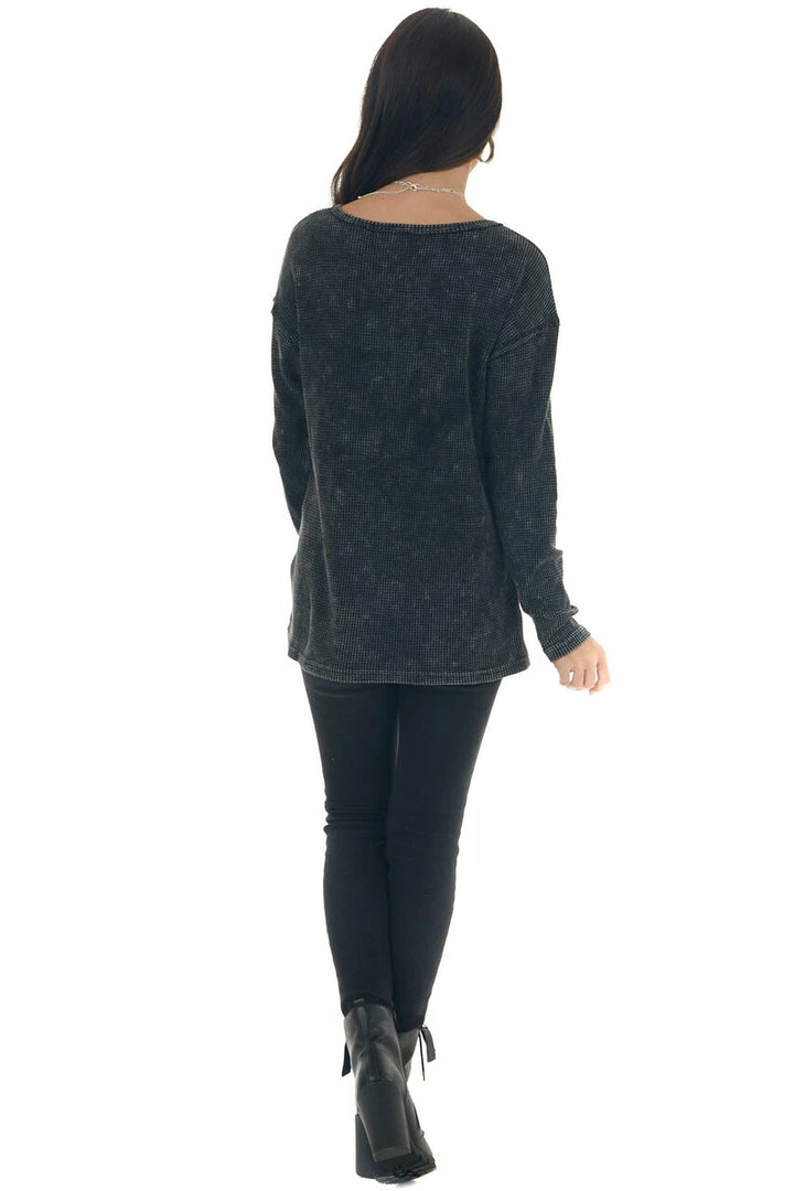 BiBi Tops Charcoal Washed Thermal Knit Chest Pocket Top 8 BiBi Tops Charcoal Washed Thermal Knit Chest Pocket Top