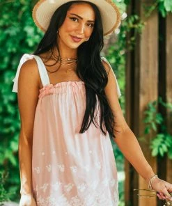 Haptics Cherry Blossom Floral Embroidered Tie Strap Top Tops