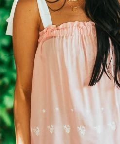 Haptics Cherry Blossom Floral Embroidered Tie Strap Top Tops