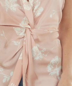 Vanilla Bay Cherry Blossom Floral Front Twist Woven Tank