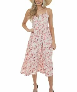 Hayden Dresses Cherry Blossom Floral Tiered Sleeveless Dress