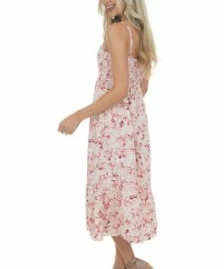 Hayden Dresses Cherry Blossom Floral Tiered Sleeveless Dress
