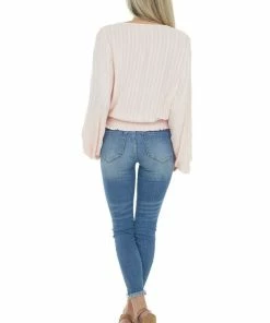 Eesome Tops Cherry Blossom Notch Neck Tassel Tie Woven Top 14 Eesome Tops Cherry Blossom Notch Neck Tassel Tie Woven Top