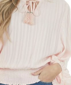 Eesome Tops Cherry Blossom Notch Neck Tassel Tie Woven Top 15 Eesome Tops Cherry Blossom Notch Neck Tassel Tie Woven Top