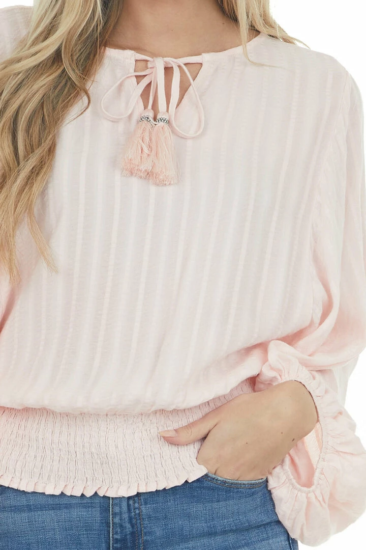 Eesome Tops Cherry Blossom Notch Neck Tassel Tie Woven Top 9 Eesome Tops Cherry Blossom Notch Neck Tassel Tie Woven Top