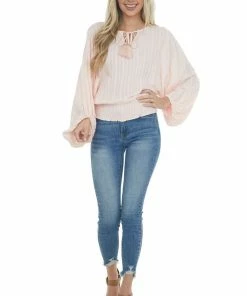 Eesome Tops Cherry Blossom Notch Neck Tassel Tie Woven Top 11 Eesome Tops Cherry Blossom Notch Neck Tassel Tie Woven Top