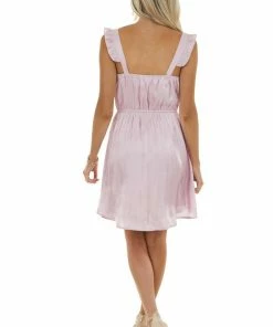 Andree Cherry Blossom Satin Woven Blouson Dress With Frill Details