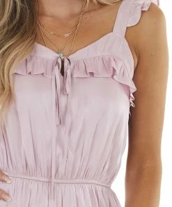 Andree Cherry Blossom Satin Woven Blouson Dress With Frill Details