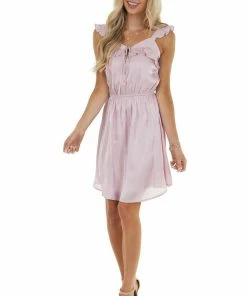 Andree Cherry Blossom Satin Woven Blouson Dress With Frill Details