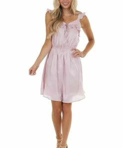 Andree Cherry Blossom Satin Woven Blouson Dress With Frill Details