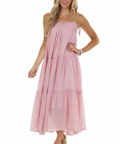 &merci Dresses Cherry Blossom Sleeveless Midi Dress With Tiered Details