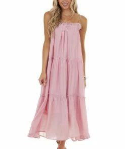 &merci Dresses Cherry Blossom Sleeveless Midi Dress With Tiered Details