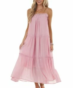 &merci Dresses Cherry Blossom Sleeveless Midi Dress With Tiered Details