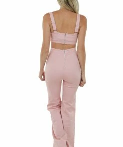 Flying Tomato Dresses Cherry Blossom Square Neckline Denim Jumpsuit