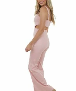 Flying Tomato Dresses Cherry Blossom Square Neckline Denim Jumpsuit