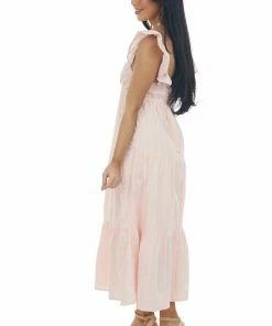 HYFVE Cherry Blossom Tiered V Neck Woven Midi Dress