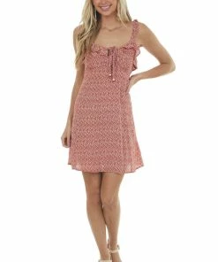 ANGIE Cherry Ditsy Floral Ruffle Strap Mini Dress Dresses