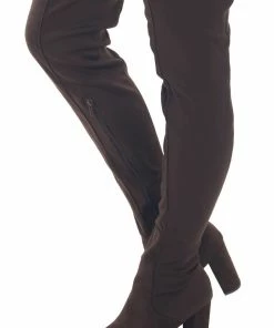 JP ORIGINAL CORP Chocolate Thigh High Knit Pointed Toe Boots