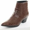 East Lion Corp. Cinnamon Crocodile Textured Heeled Bootie Shoes