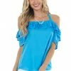 Do + Be Tops Cobalt Blue Cold Shoulder Blouse With Ruffle Detail 2 Do + Be Tops Cobalt Blue Cold Shoulder Blouse With Ruffle Detail