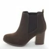 FORTUNE DYNAMIC Cocoa Nubuck Slip On Block Heeled Booties