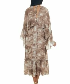 HYFVE Dresses Cocoa Tie Dye Flowy Sleeve Midi Dress 12 HYFVE Dresses Cocoa Tie Dye Flowy Sleeve Midi Dress