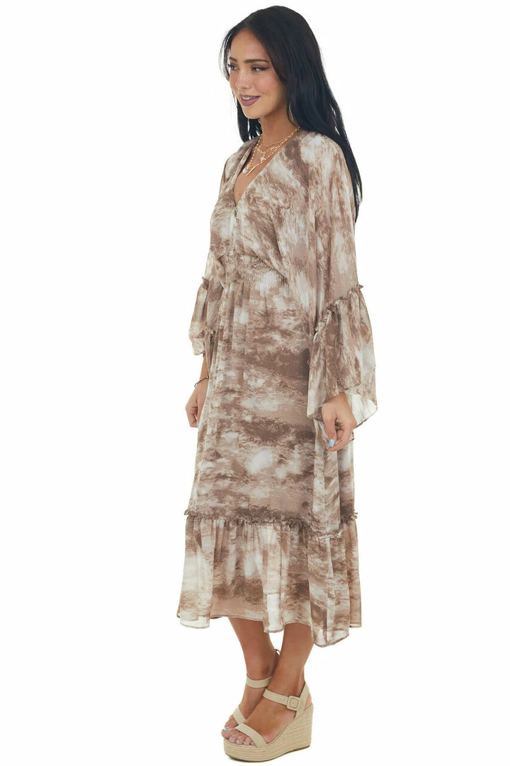 HYFVE Dresses Cocoa Tie Dye Flowy Sleeve Midi Dress 6 HYFVE Dresses Cocoa Tie Dye Flowy Sleeve Midi Dress