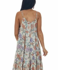 Hayden Dresses Coconut Floral Print Halter Woven Babydoll Dress