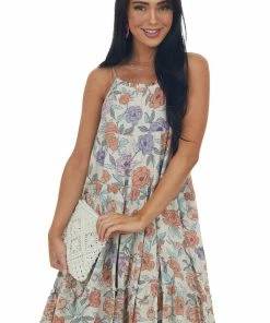 Hayden Dresses Coconut Floral Print Halter Woven Babydoll Dress