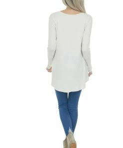 ZENANA Coconut Rounded Hem V Neck Soft Knit Top