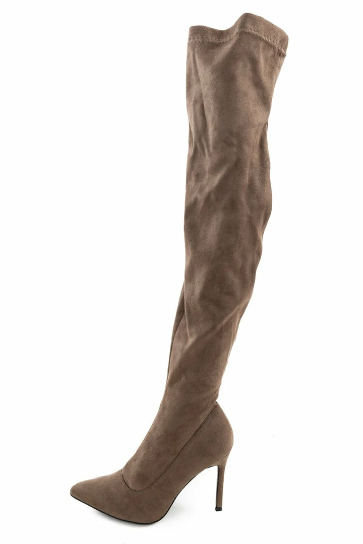 CJ Shoes Coffee Suede Stiletto Heel Thigh High Boots 4 CJ Shoes Coffee Suede Stiletto Heel Thigh High Boots