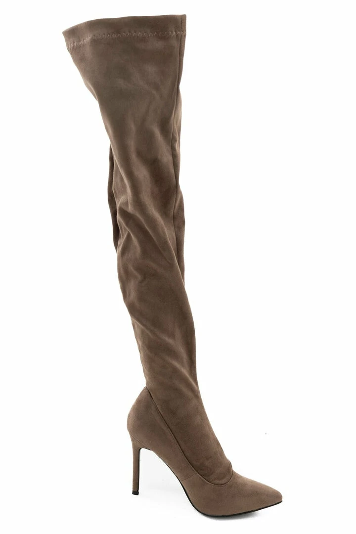 CJ Shoes Coffee Suede Stiletto Heel Thigh High Boots 5 CJ Shoes Coffee Suede Stiletto Heel Thigh High Boots