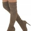 CJ Shoes Coffee Suede Stiletto Heel Thigh High Boots