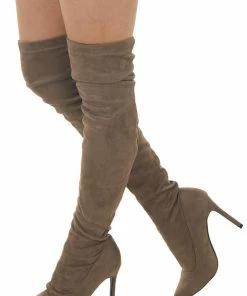CJ Shoes Coffee Suede Stiletto Heel Thigh High Boots