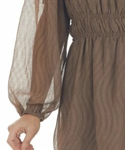 143 Story Coffee Textured Off Shoulder Smocked Waist Top Tops 22 143 Story Coffee Textured Off Shoulder Smocked Waist Top Tops