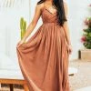 Wishlist Cognac Brown Sleeveless With Lace Maxi Dress