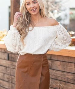 She + Sky Cognac Faux Leather Wrap Mini Skirt Bottoms