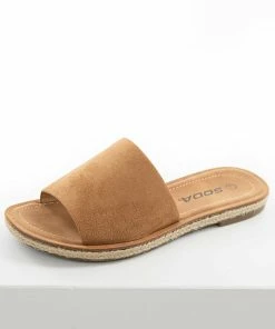 FORTUNE DYNAMIC Shoes Cognac Faux Suede Solid Strap Sandals