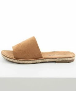 FORTUNE DYNAMIC Shoes Cognac Faux Suede Solid Strap Sandals