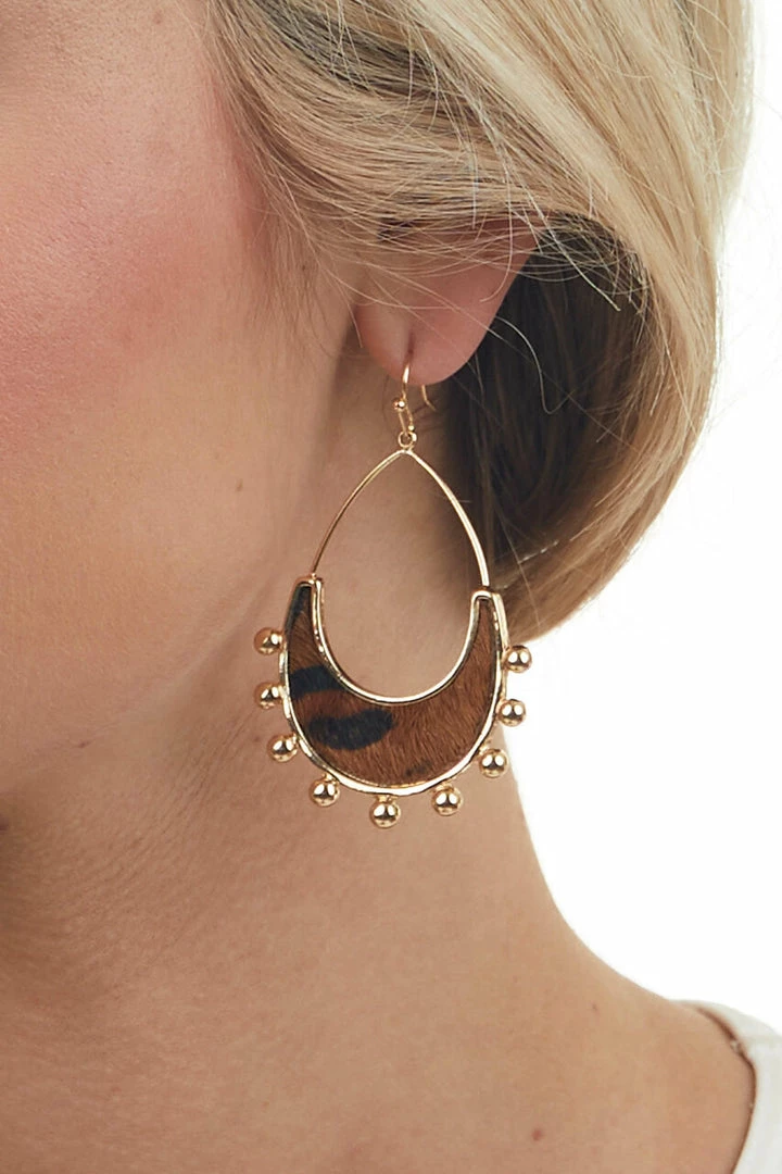 Fame Accessories Cognac Leopard Faux Fur Teardrop Earrings 4 Fame Accessories Cognac Leopard Faux Fur Teardrop Earrings