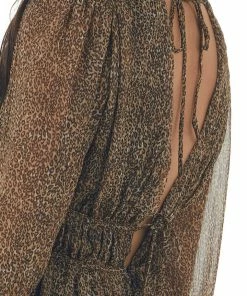 Lush Clothing Dresses Cognac Leopard Print Deep V Neck Mini Dress