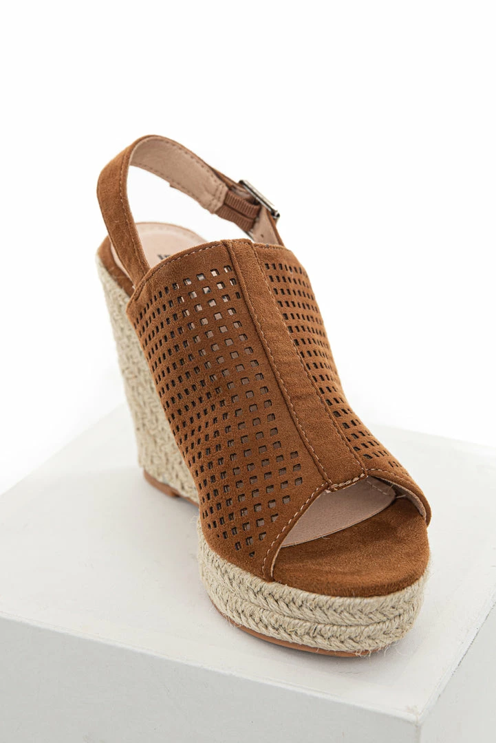 Shoe Shoe Train Shoes Cognac Square Laser Cut Out Espadrille Sling Back Wedges 4 Shoe Shoe Train Shoes Cognac Square Laser Cut Out Espadrille Sling Back Wedges