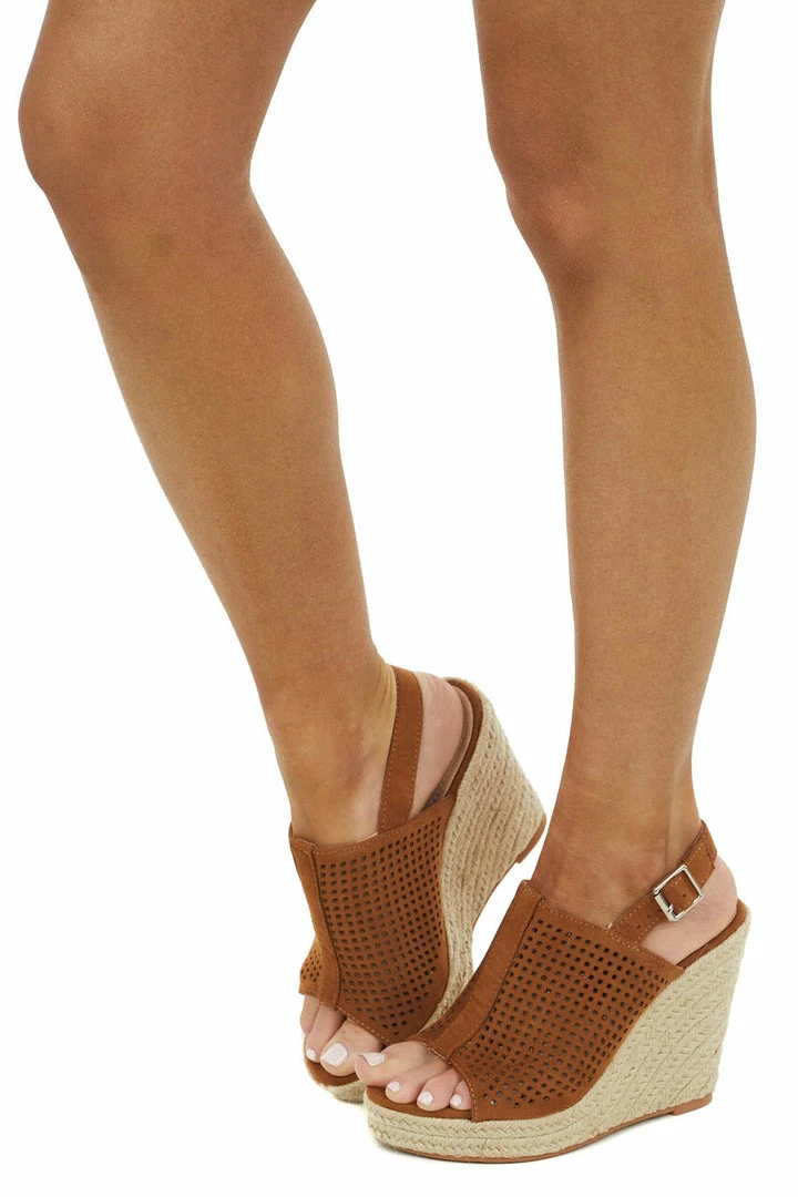 Shoe Shoe Train Shoes Cognac Square Laser Cut Out Espadrille Sling Back Wedges 7 Shoe Shoe Train Shoes Cognac Square Laser Cut Out Espadrille Sling Back Wedges