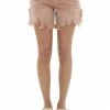 Vervet Bottoms Cognac Washed High Rise Frayed Denim Shorts